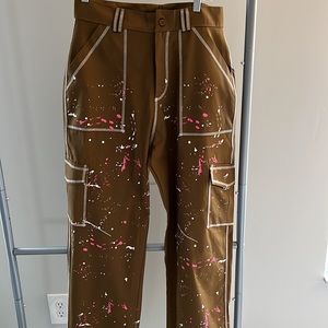 Khaki Contrast Stitch Cargo Trousers